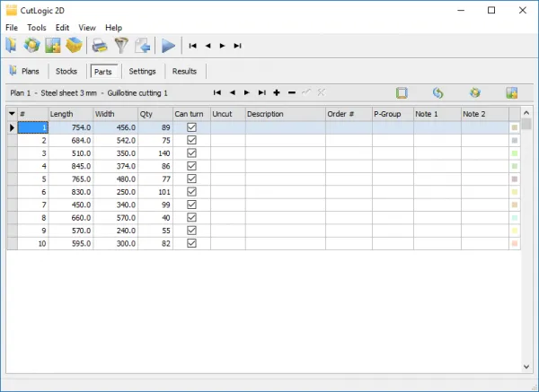 cutlogic 2d cutting plan parts
